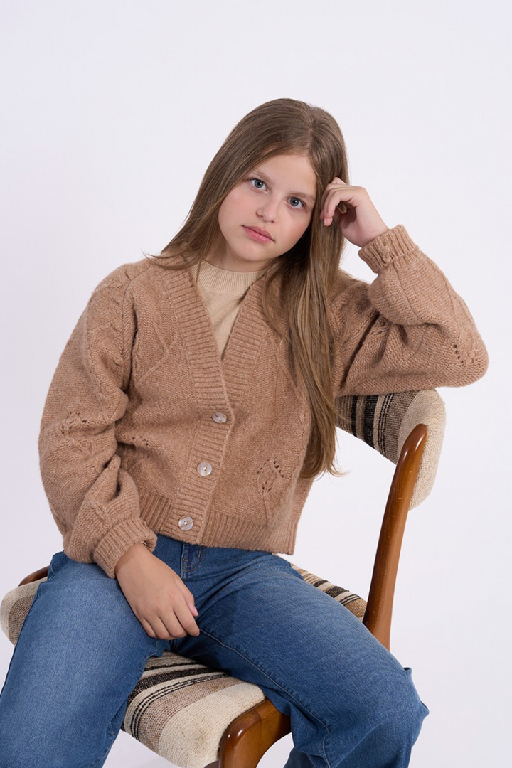 Puff-sleeved Cardigan