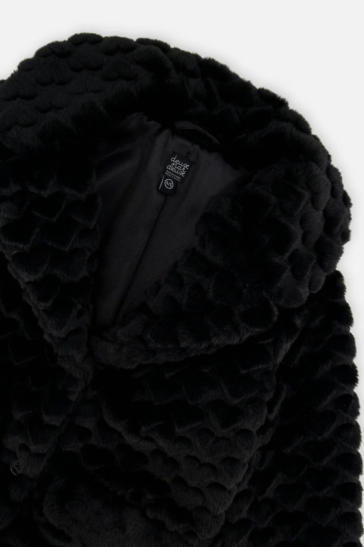 Deux Par Deux Faux Fur Long Coat Black