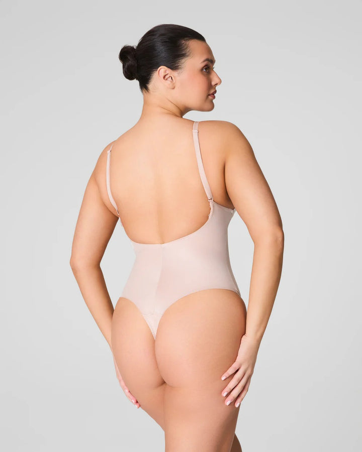 Plunge Low-Back Thong Bodysuit