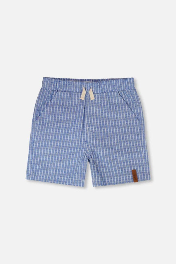 Printed Chambray Shorts Blue Denim Stripes