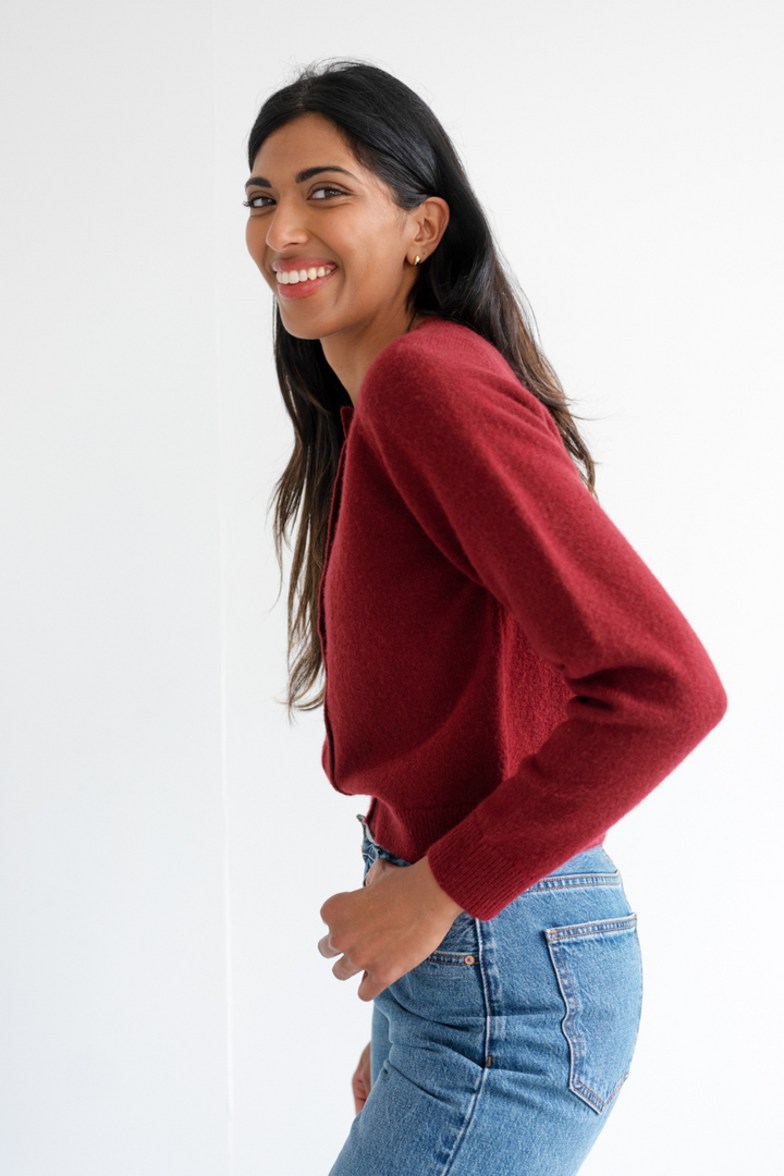 Little Sister Cardigan In Burgundy