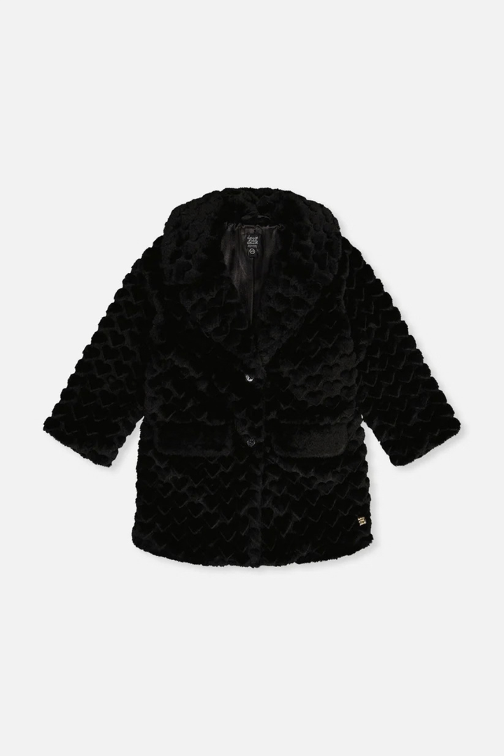 Deux Par Deux Faux Fur Long Coat Black