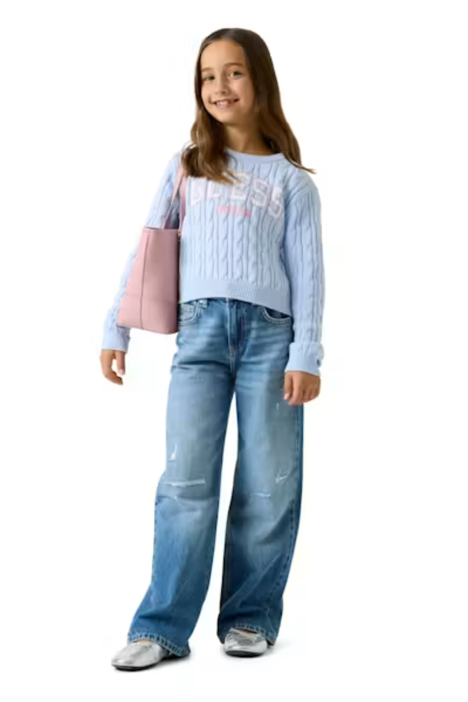 Guess Girls 90s Rigid Denim Pants with Distressing