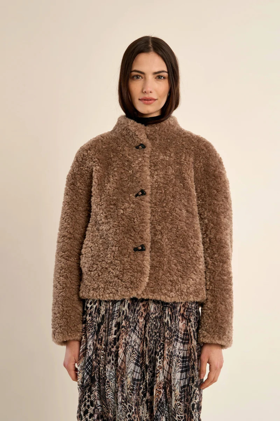 Molly Bracken Short imitation sheepskin jacket
