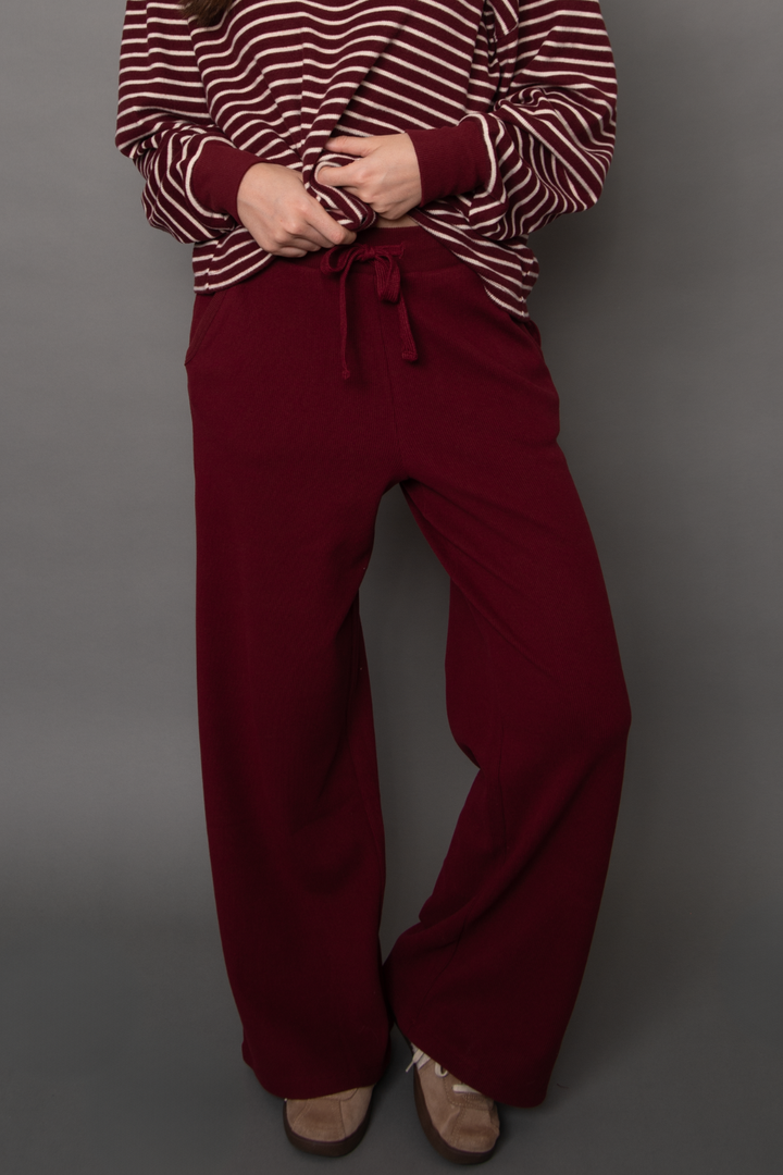RD Style Philo Cozy Waffle Drawstring Wide Leg Pant