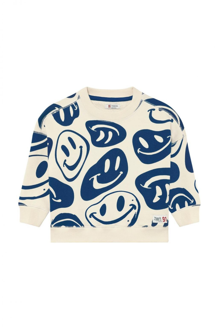 Smiley Print Sweater - Hot Peppers Clothing