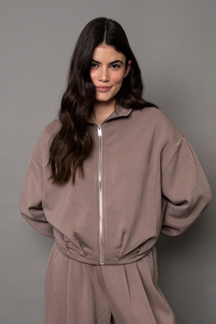RD Style Midora Signature Soft Knit Zip Up Bubble Top