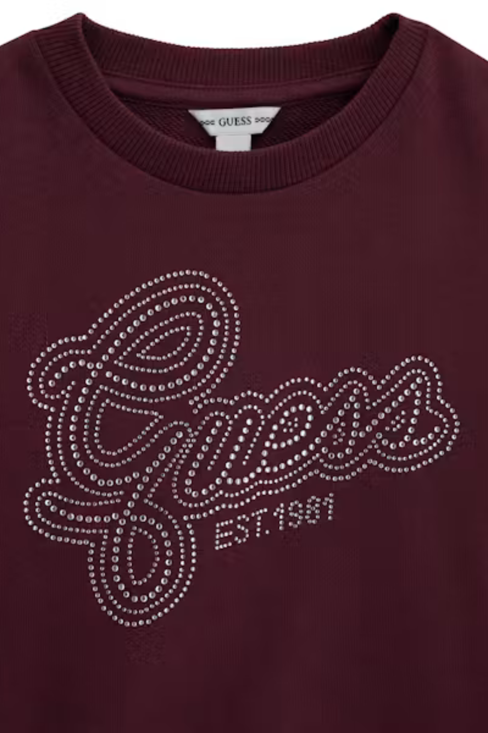 Guess Girls Rhinestone Logo Sweatshirt - Deep Maroon