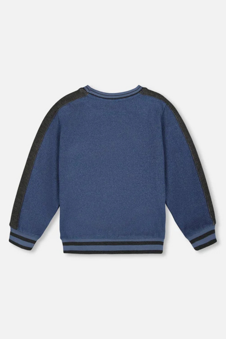Dark steel blue ribbed knit sweatshirt