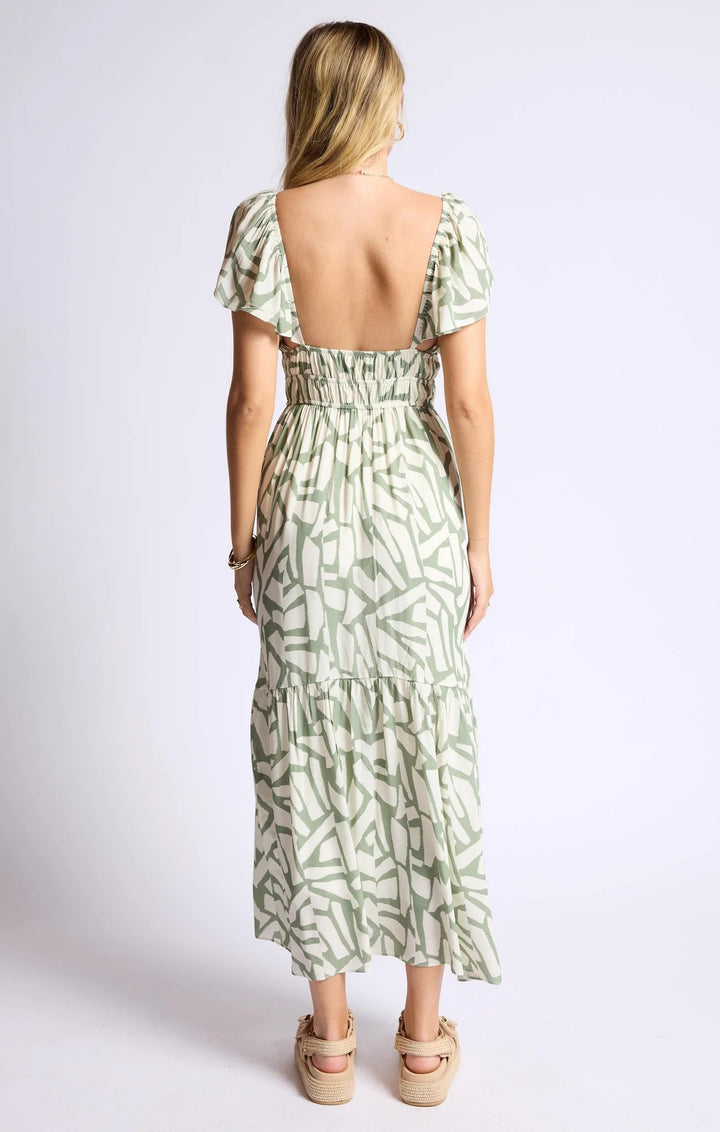 Al Fresco Ruffle Sleeve Maxi Dress