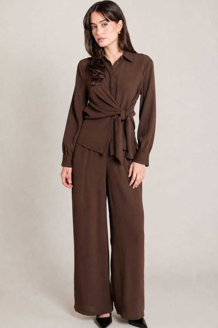 Black Tape Rosalie Knotted Button-Down Shirt