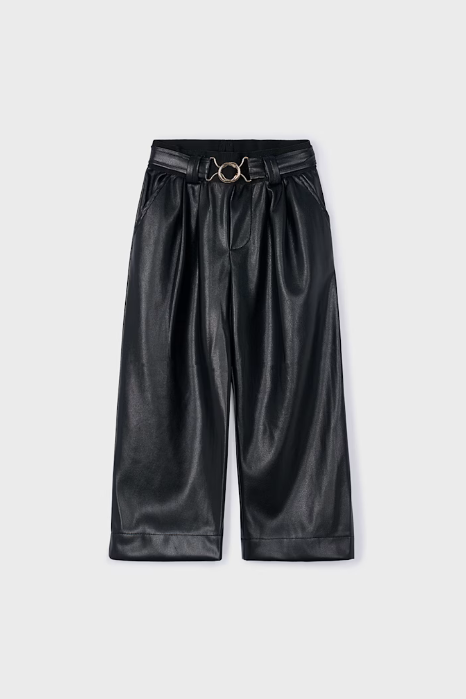 Leatherette trousers with belt