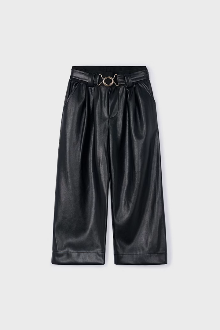 Leatherette trousers with belt