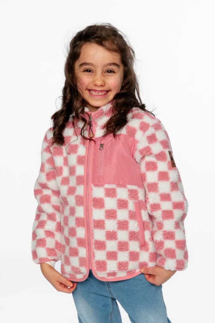 Sherpa Jacket Pink Checkerboard