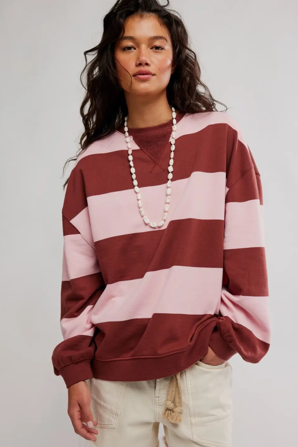 We The Free Classic Striped Oversized Crewneck