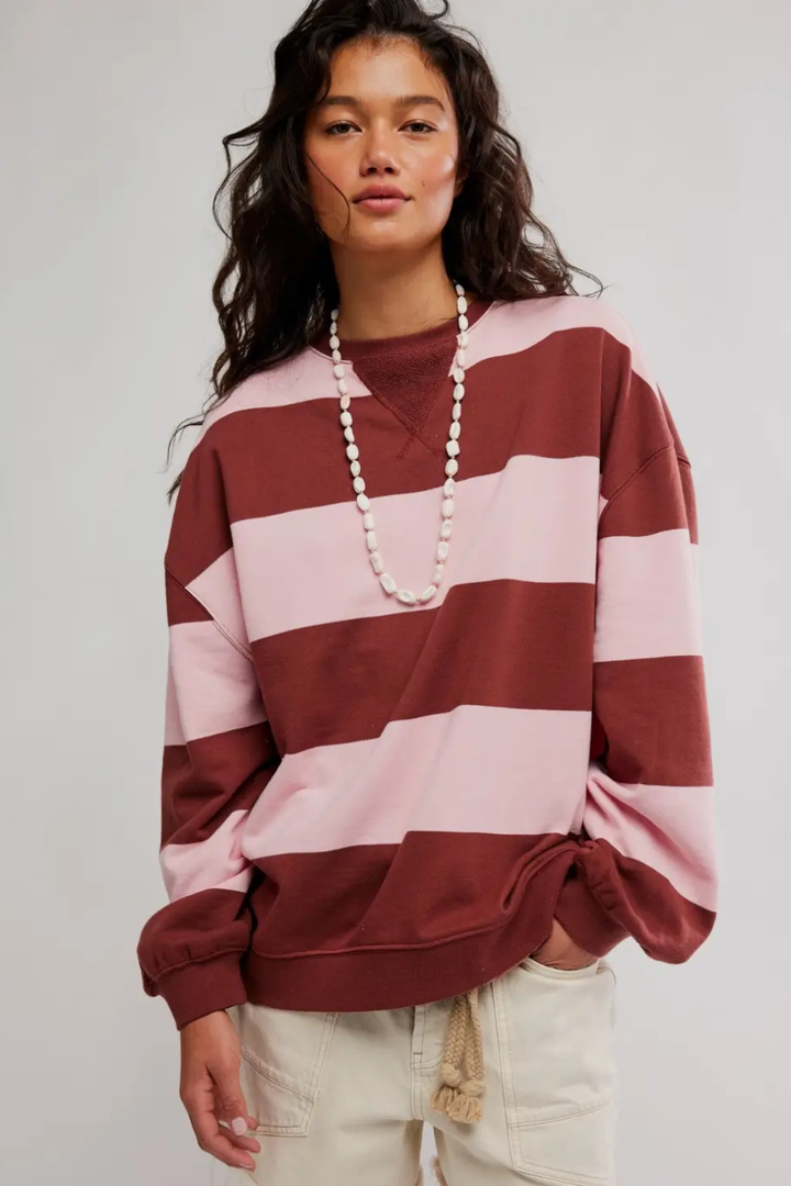We The Free Classic Striped Oversized Crewneck