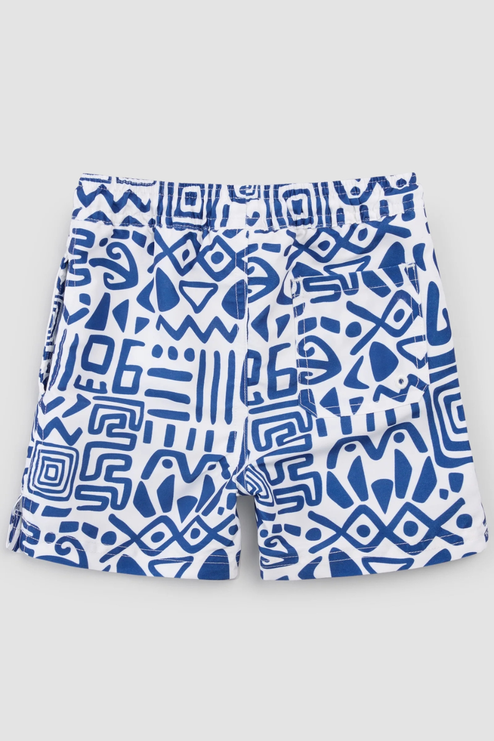 Deep Blue and Off-White Patterned Swim Trunks - Hot Peppers Clothing