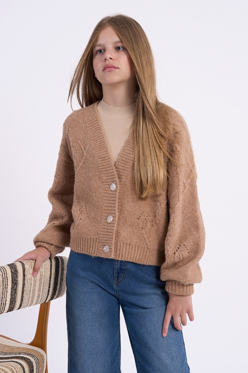 Puff-sleeved Cardigan