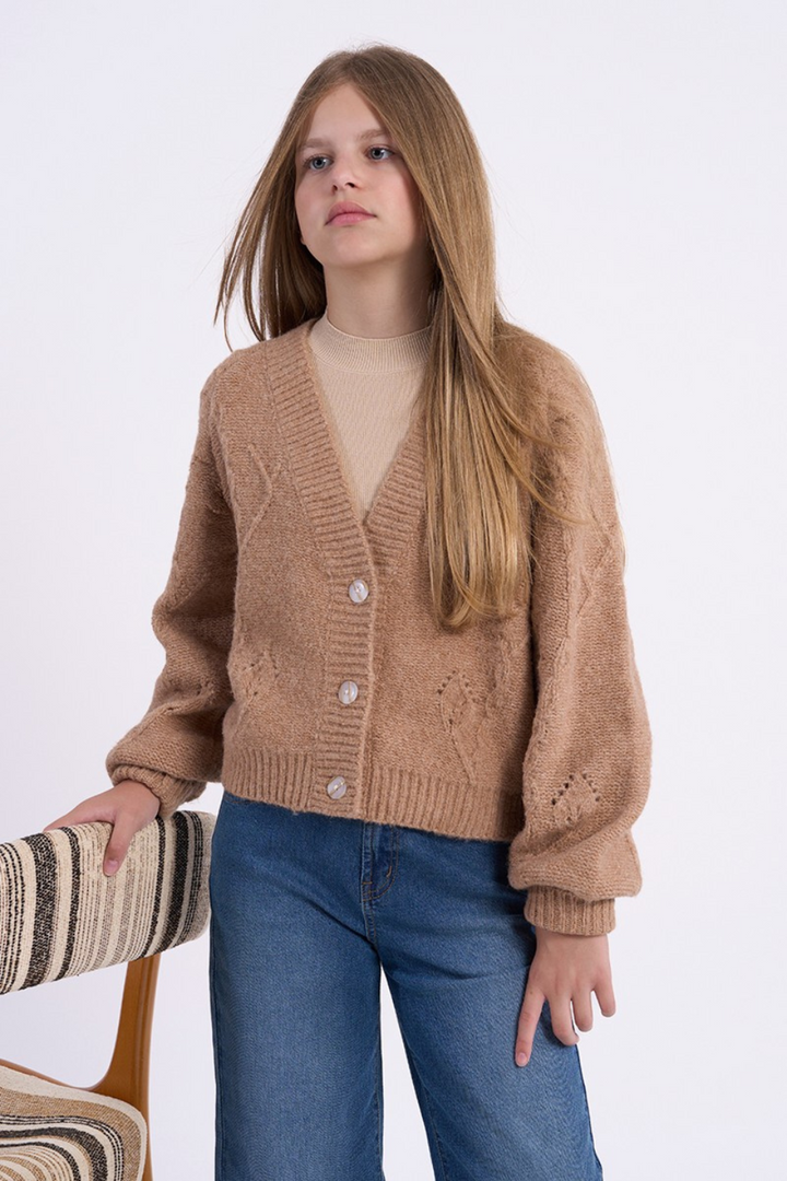 Puff-sleeved Cardigan