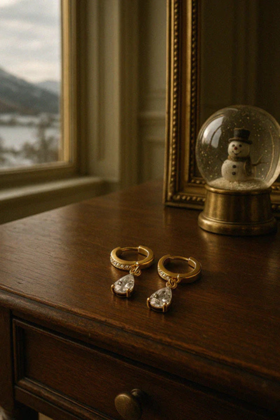 Mini gold huggie earrings in stainless steel & cubic zirconia - Hot Peppers Clothing