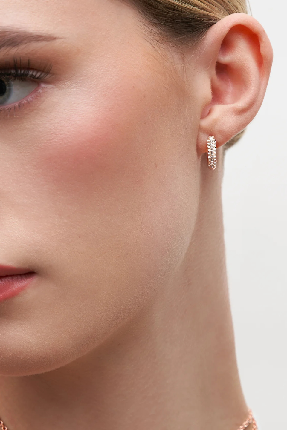 Always On Sparkle Hoop Earrings in Rose Gold