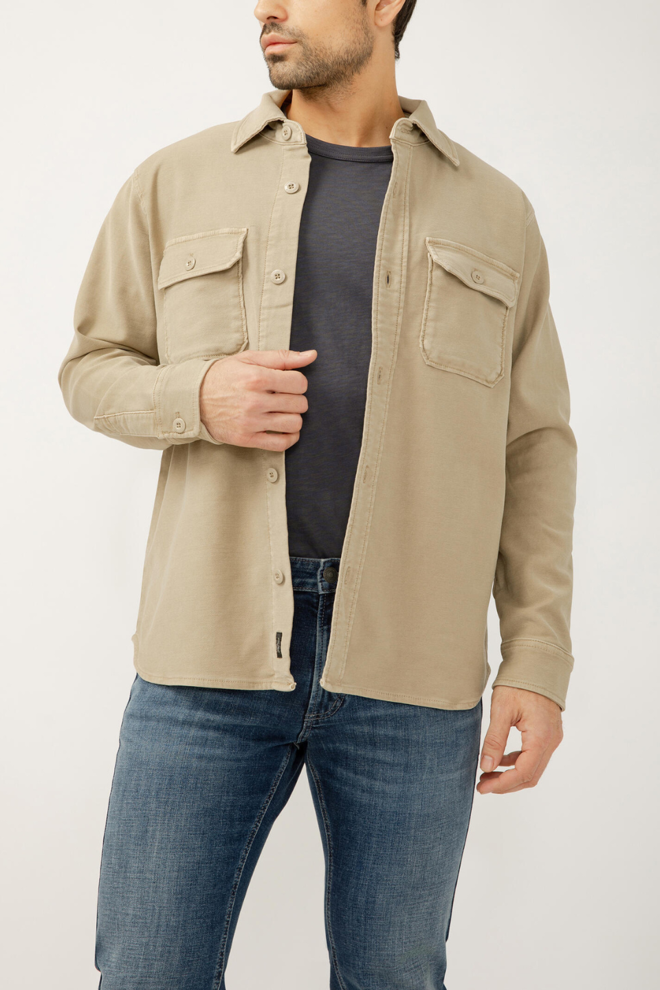Button Up Knit Flex Shirt