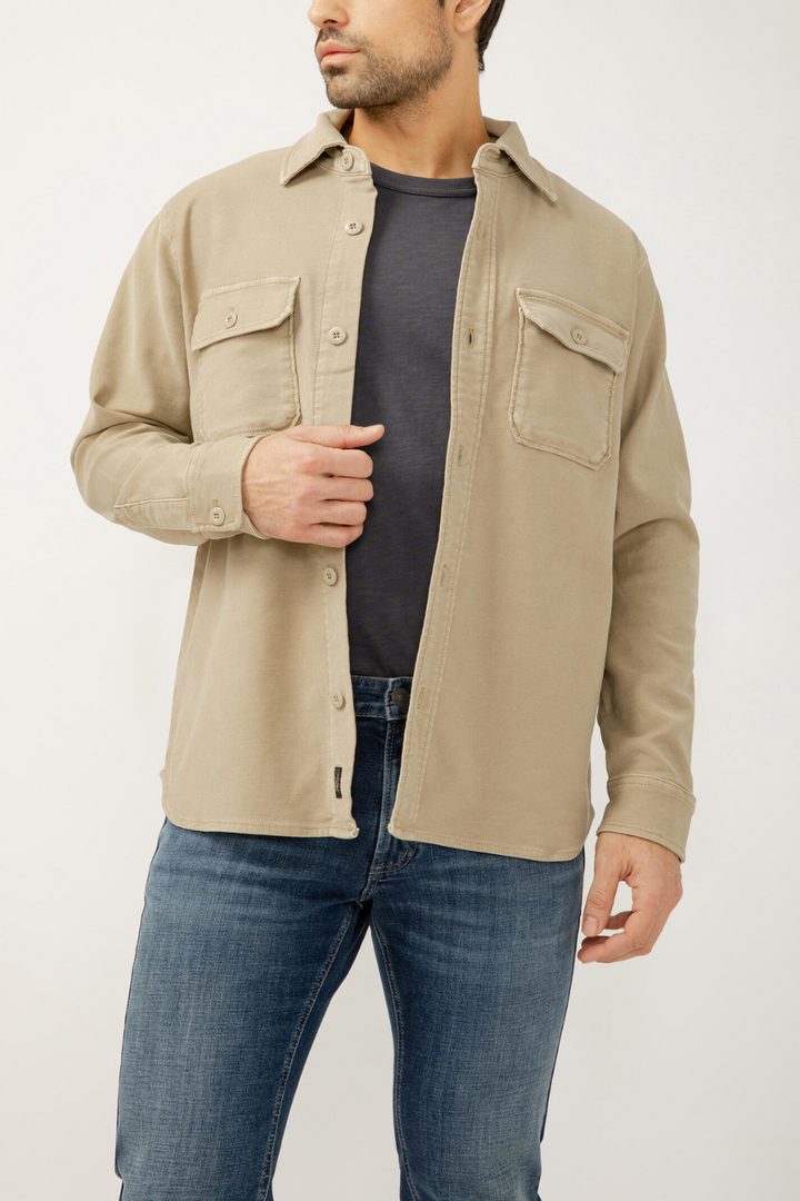 Button Up Knit Flex Shirt