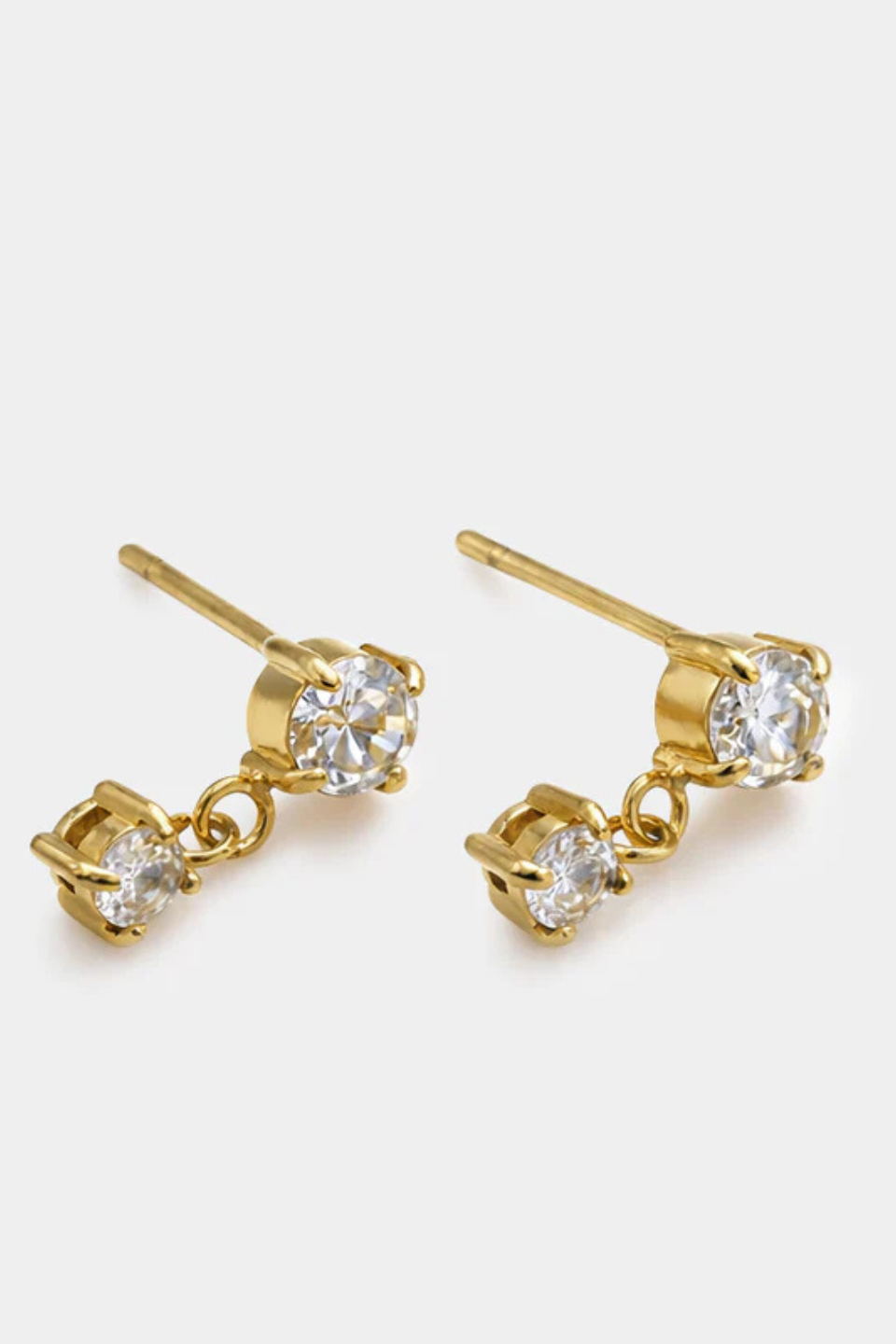 Bizou Stainless steel dangling gold earrings with cubic zirconia