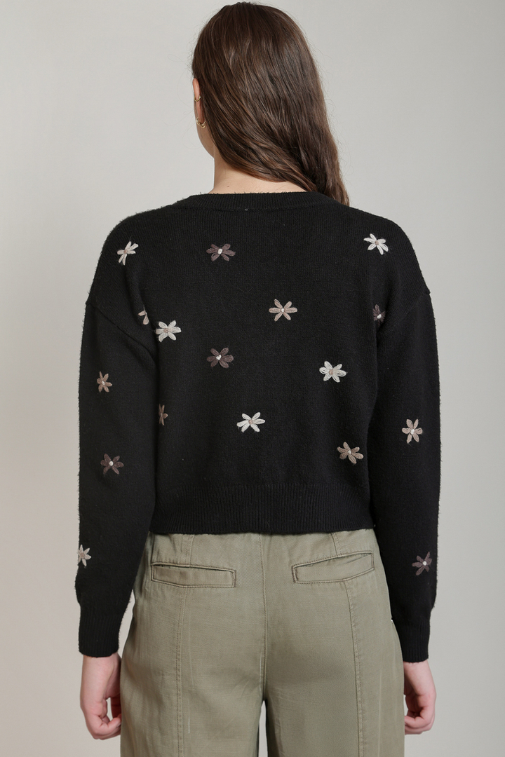 Dex Honey Embroidered Flower Cardigan