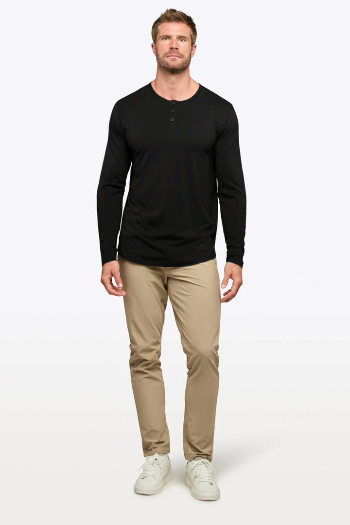 AO Long Sleeve Henley Curve-Hem