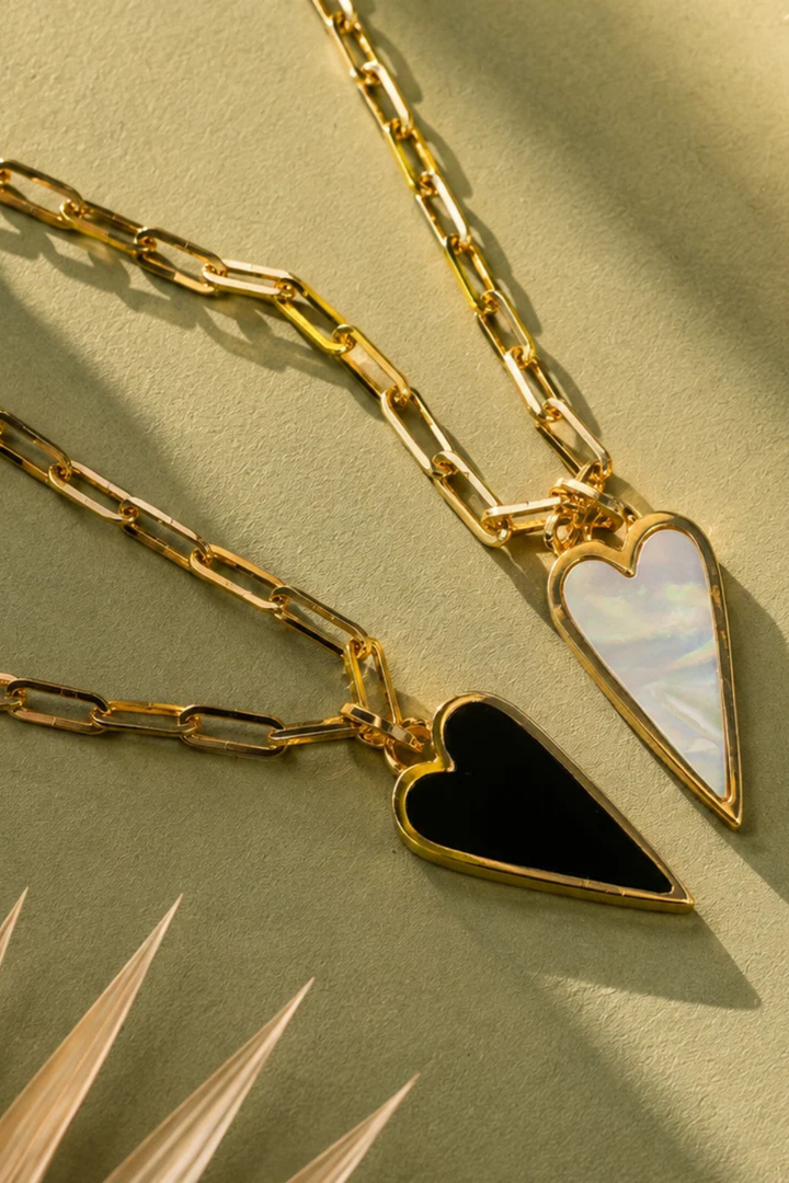 DBL Designs Double-Sided Black Onyx &amp; Pearl Raving Heart Necklace