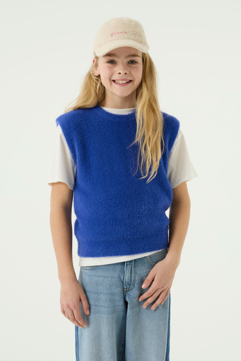 GARCIA Blue Fluffy Vest