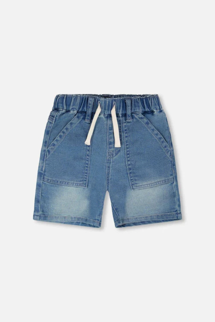 French Terry Light Blue Denim Shorts
