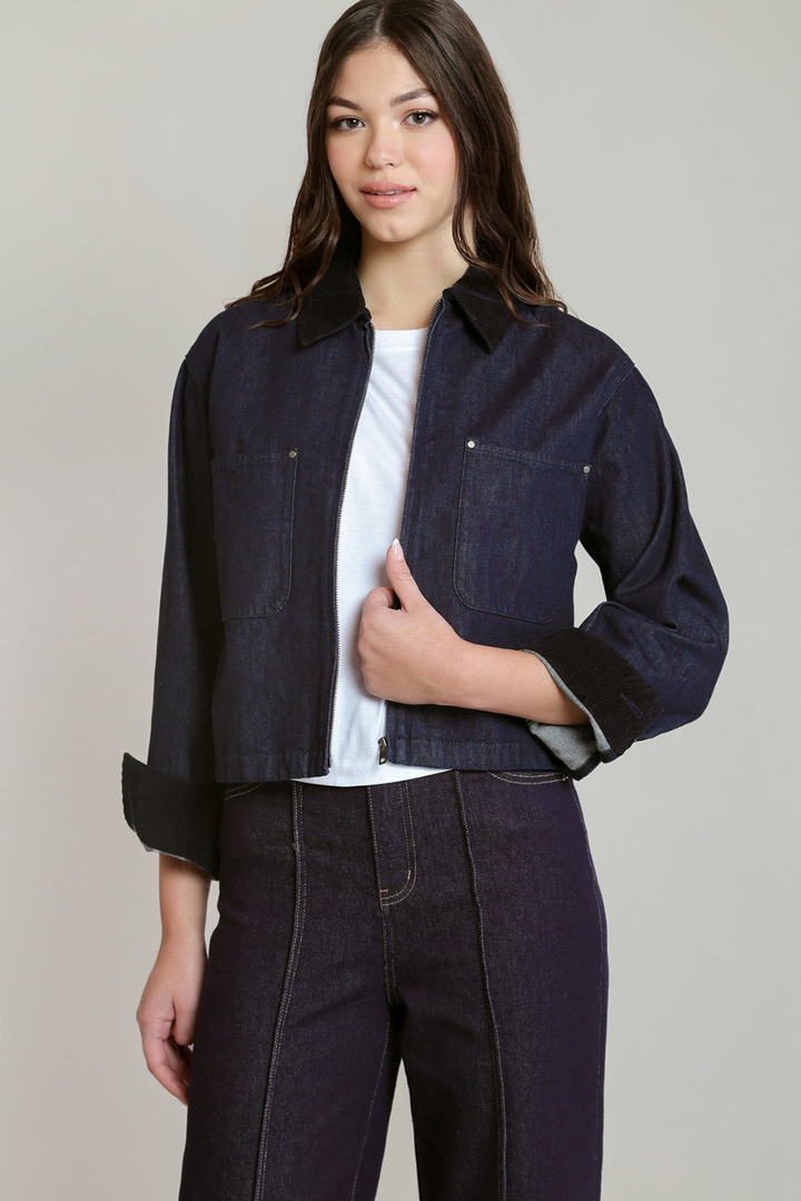 Dex Romi Corduroy Collar Denim Jacket
