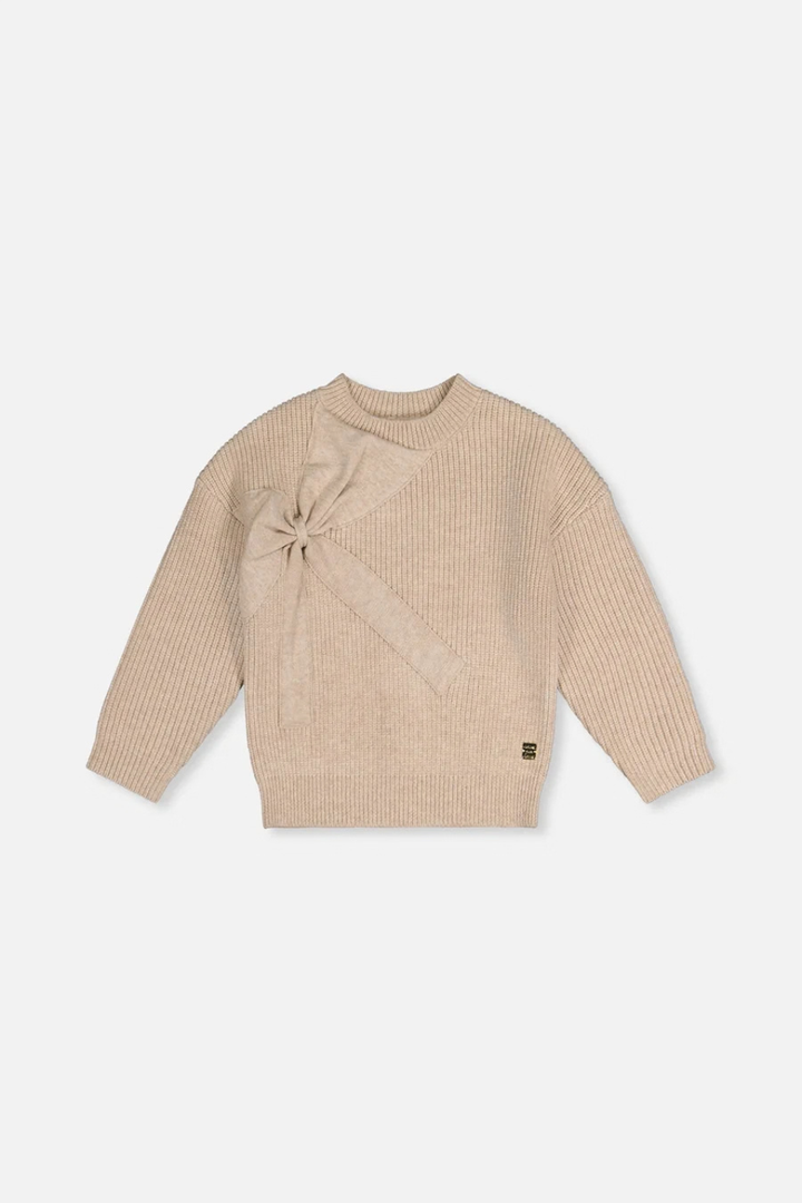 Deux Par Deux Sweater With Bow Beige