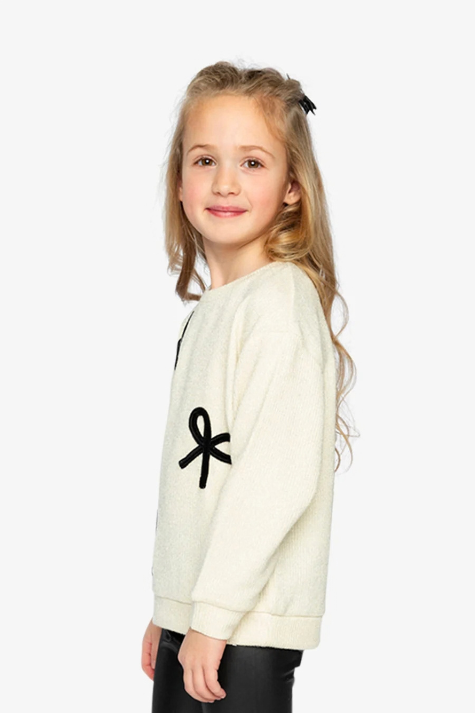 Deux Par Deux Sweatshirt With Bows Beige And Black