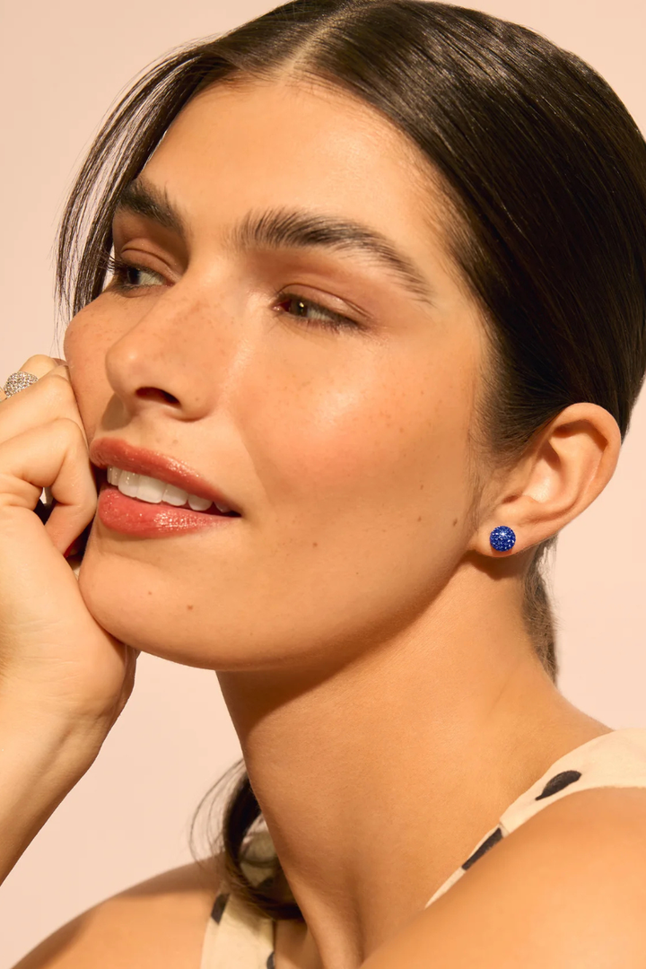 HILLBERG &amp; BERK Deep Capri Blue Small Sparkle Ball™ Stud Earrings HILLBERG &amp; BERK