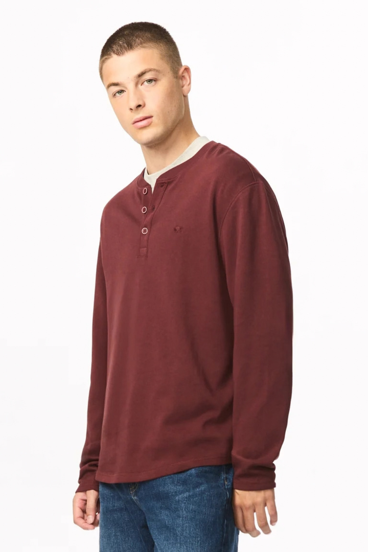 Buffalo Kambo Ribbed Long Sleeve Henley