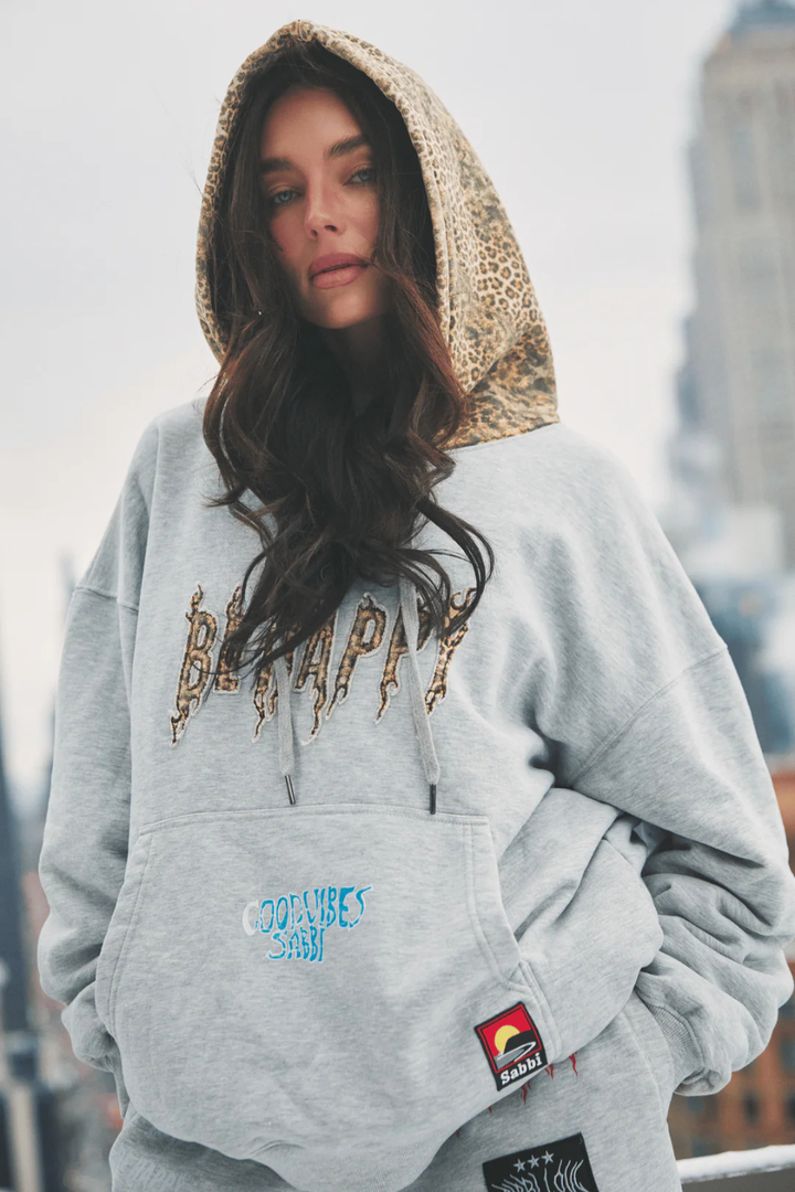 SABBI THE BE HAPPY LEOPARD HOODIE