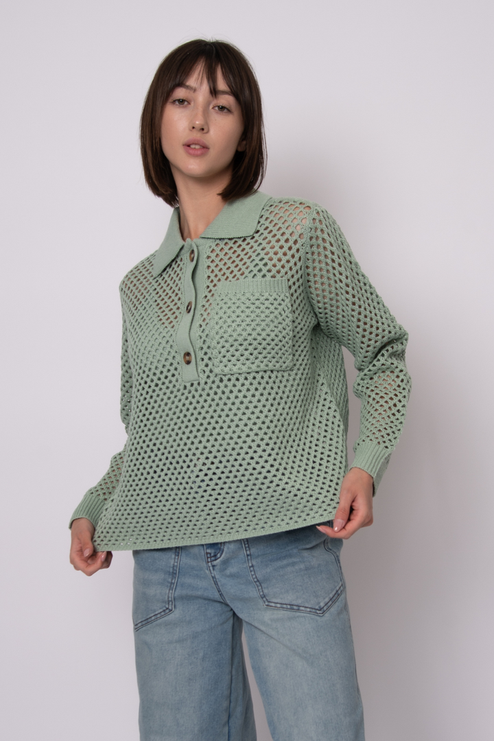 Bronte Long Sleeve Polo - Hot Peppers Clothing