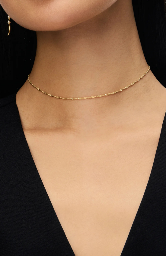 Singapore Slider Chain Necklace in Gold