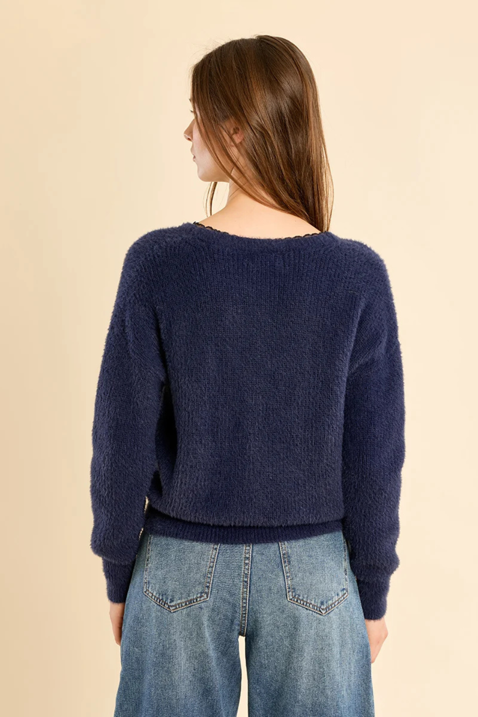 Molly Bracken V-neck Sweater with Lace