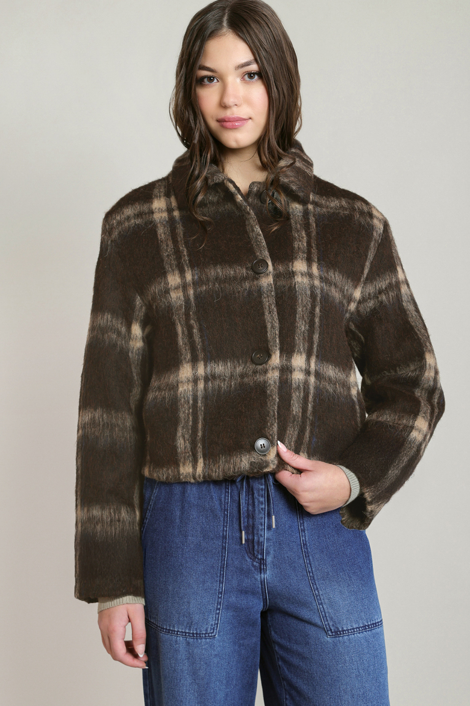 Dex Corinne Checkered Wool-Blend Jacket