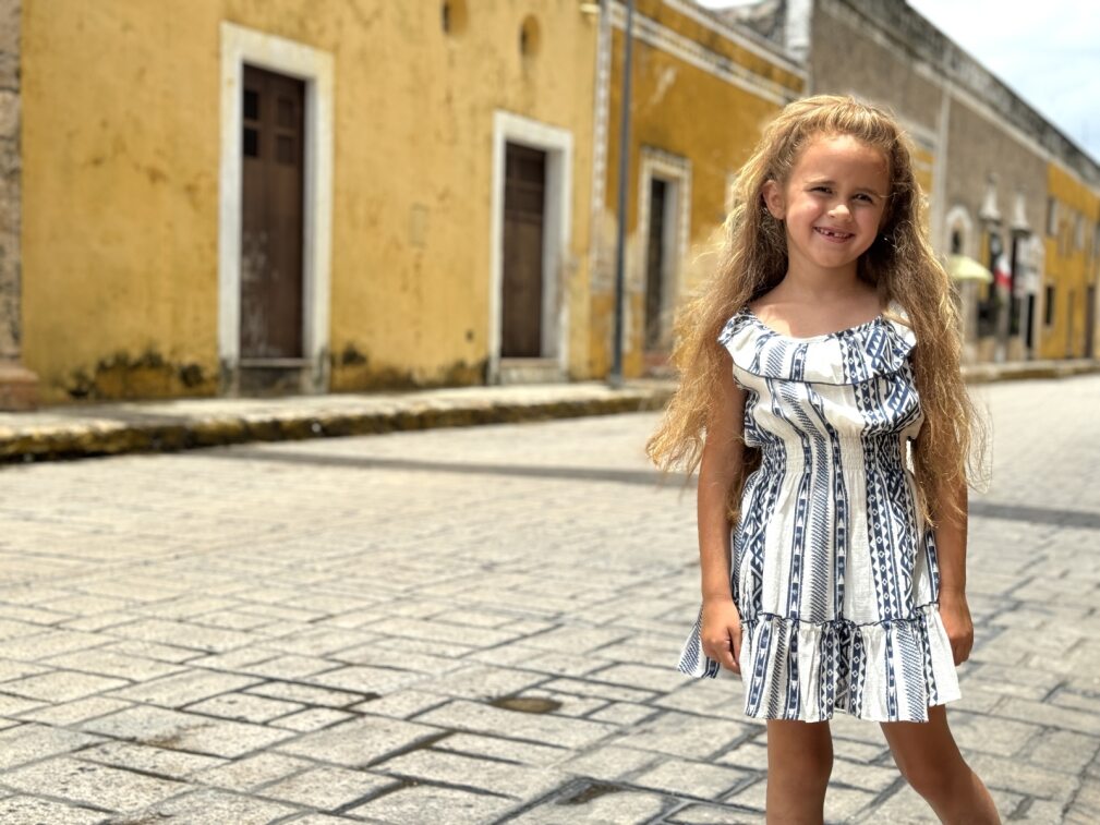 SHIRRED WAIST SUNDRESS in Blue