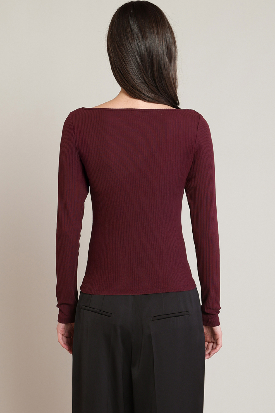 Black Tape Camille Ribbed Keyhole Top