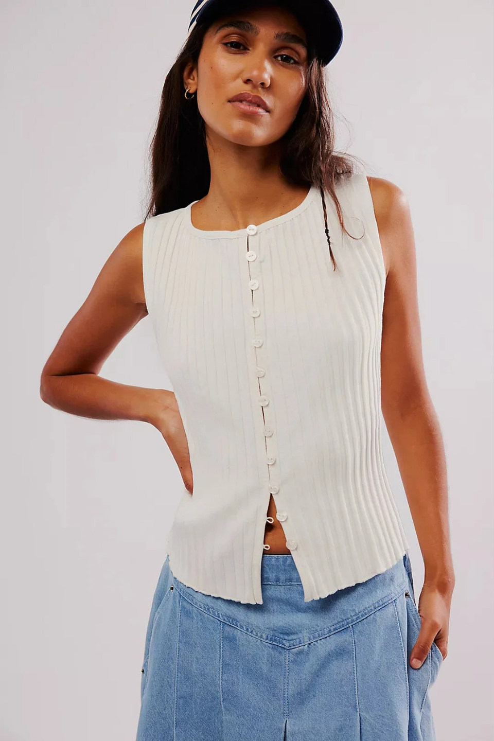 Free People Tilly Vest in Ivory FREE PEOPLE