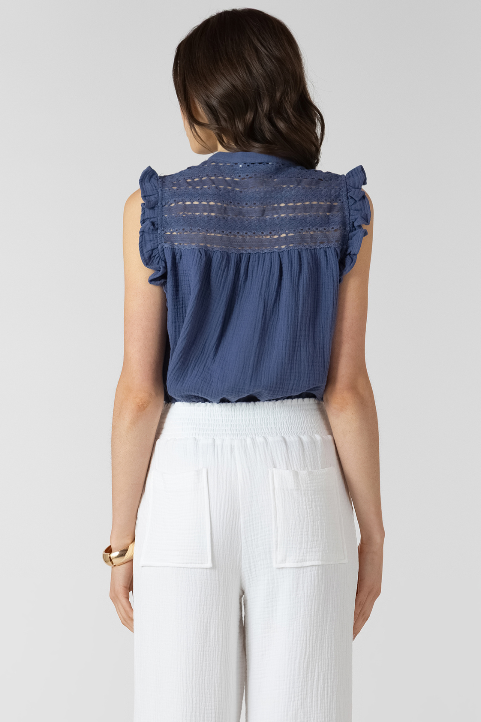Dex Camden Lace Insert Button Front Blouse DEX