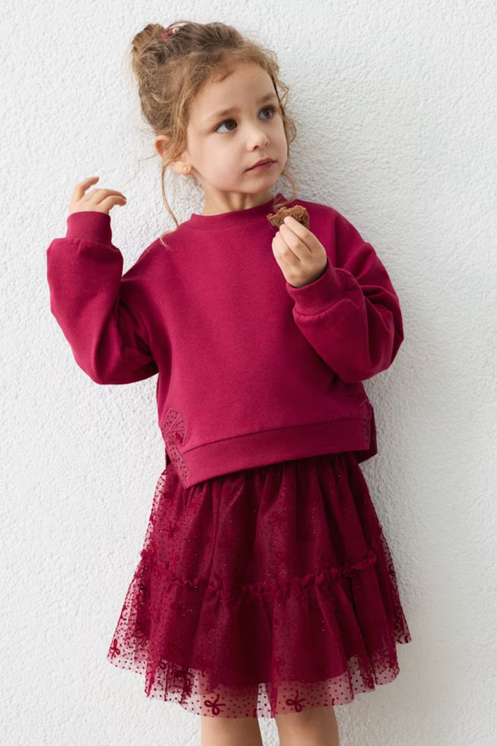 Mayoral Girl Tulle Skirt &amp; Sweatshirt Set