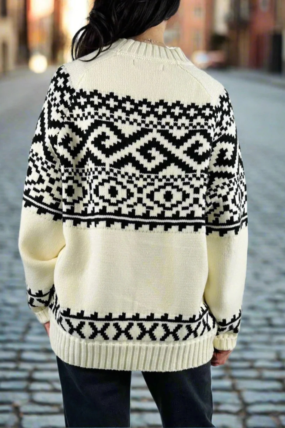 Fair Isle Sweater In Cream