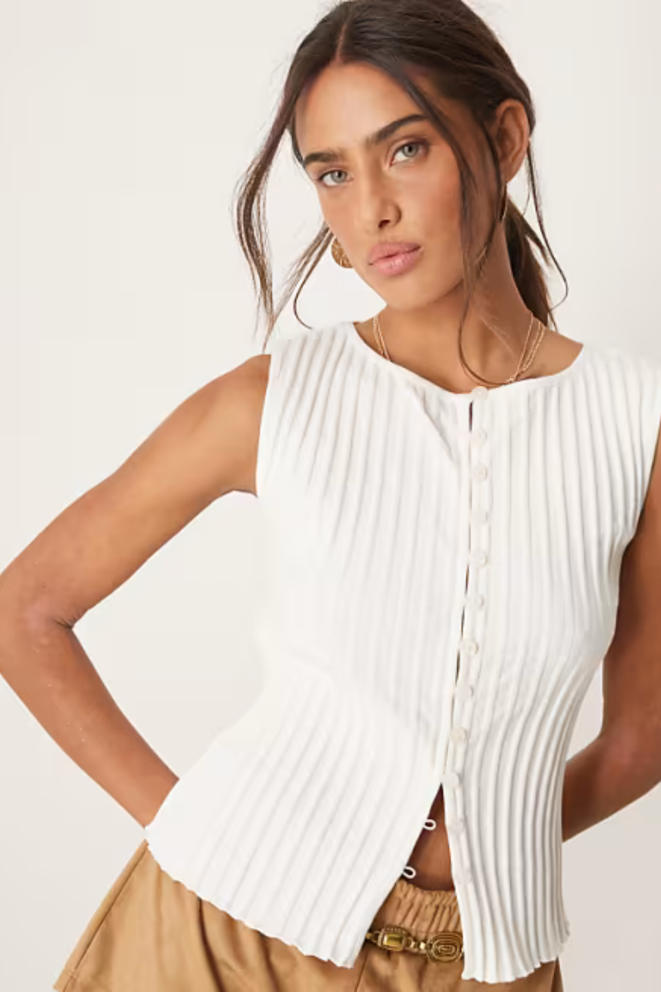 Free People Tilly Vest in Ivory FREE PEOPLE